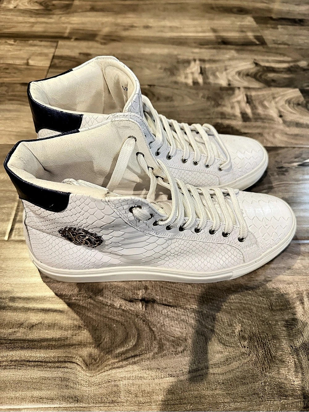 Roberto Cavalli High-Top Sneakers White & Blue EU 43